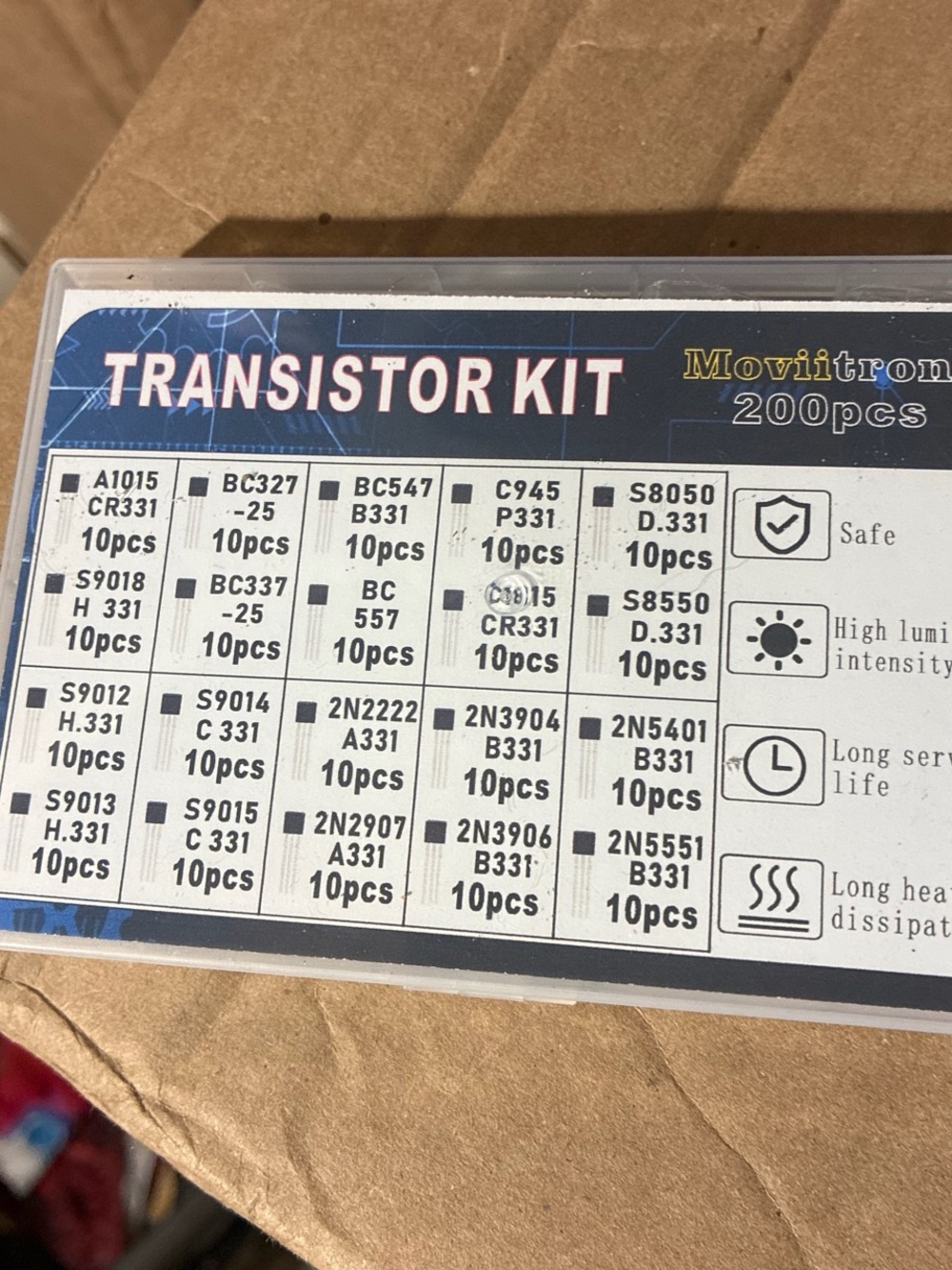 Moviitron Transistor Kit - Blue/White Electronics Assortment (200 pcs)
